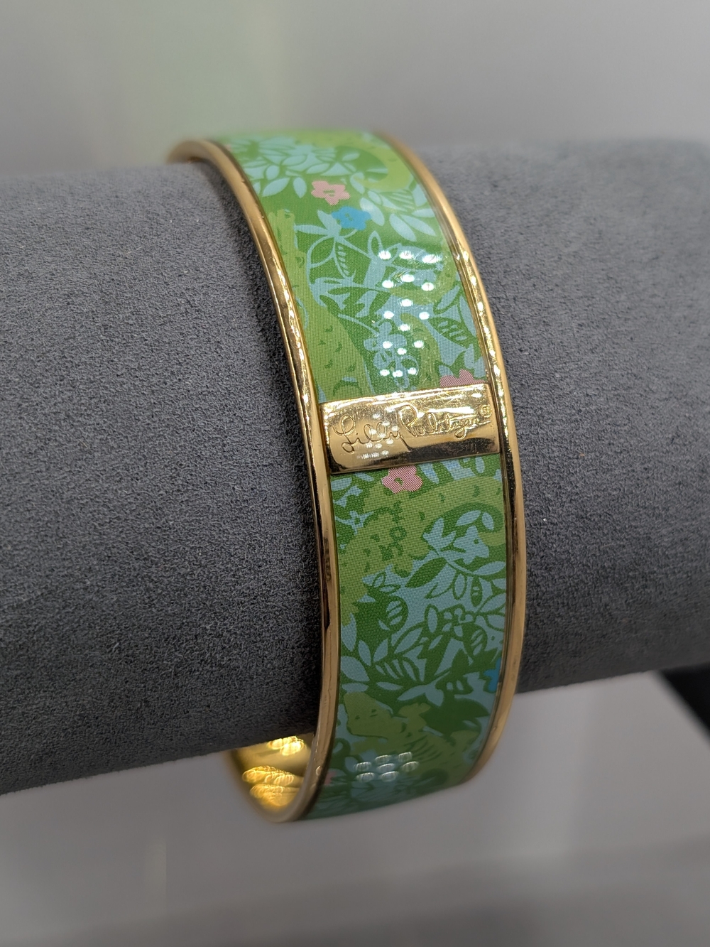 Lilly Pulitzer Skip On It Frog Print Photodome Bangle Green Gold 1311